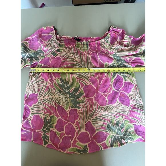 Unique Spectrum Off The Shoulder 3/4 Length Flare Sleeve Pink Flowers Women XL - Picture 8 of 9